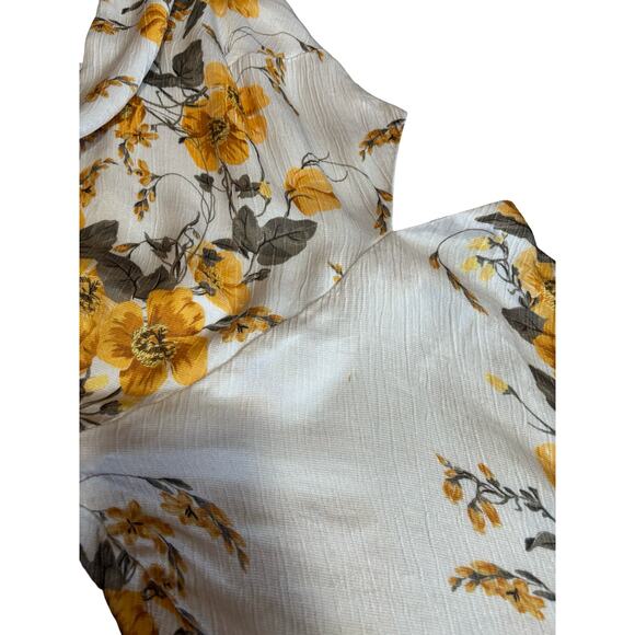 Bec + Bridge Matilde One Shoulder White Yellow Floral Midi Dress Size 6 - Picture 9 of 9